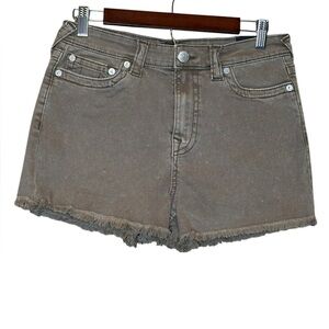 True Religion Women's Brindle Raw Hem High Rise Denim Maisie Shorts Size 30